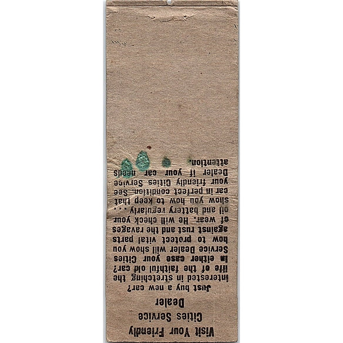 Rolla Cafe Rolla North Dakota Citi Service Vintage Matchbook Cover SF3-Y1