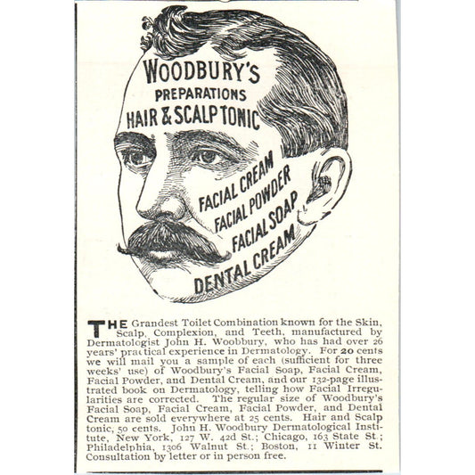 John H. Woodbury's Hair & Scalp Tonic 1897 Victorian Ad AE9-TS10