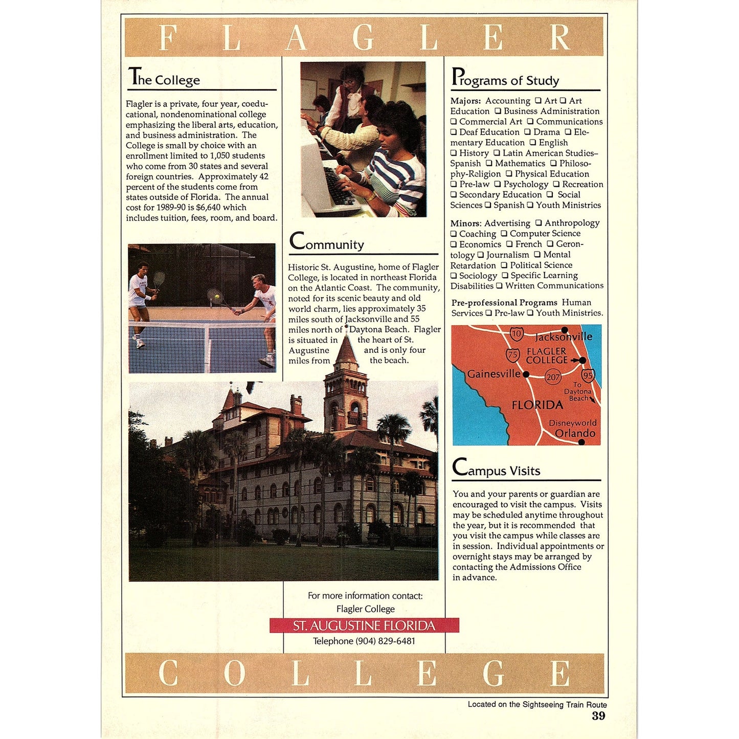 Flagler College St. Augustine FL 1989 Ad AF9-13