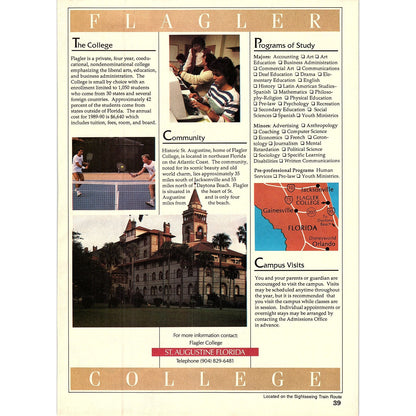Flagler College St. Augustine FL 1989 Ad AF9-13