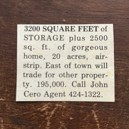 John Cero Colorado Storage Space 1984 Ad AF9-S1