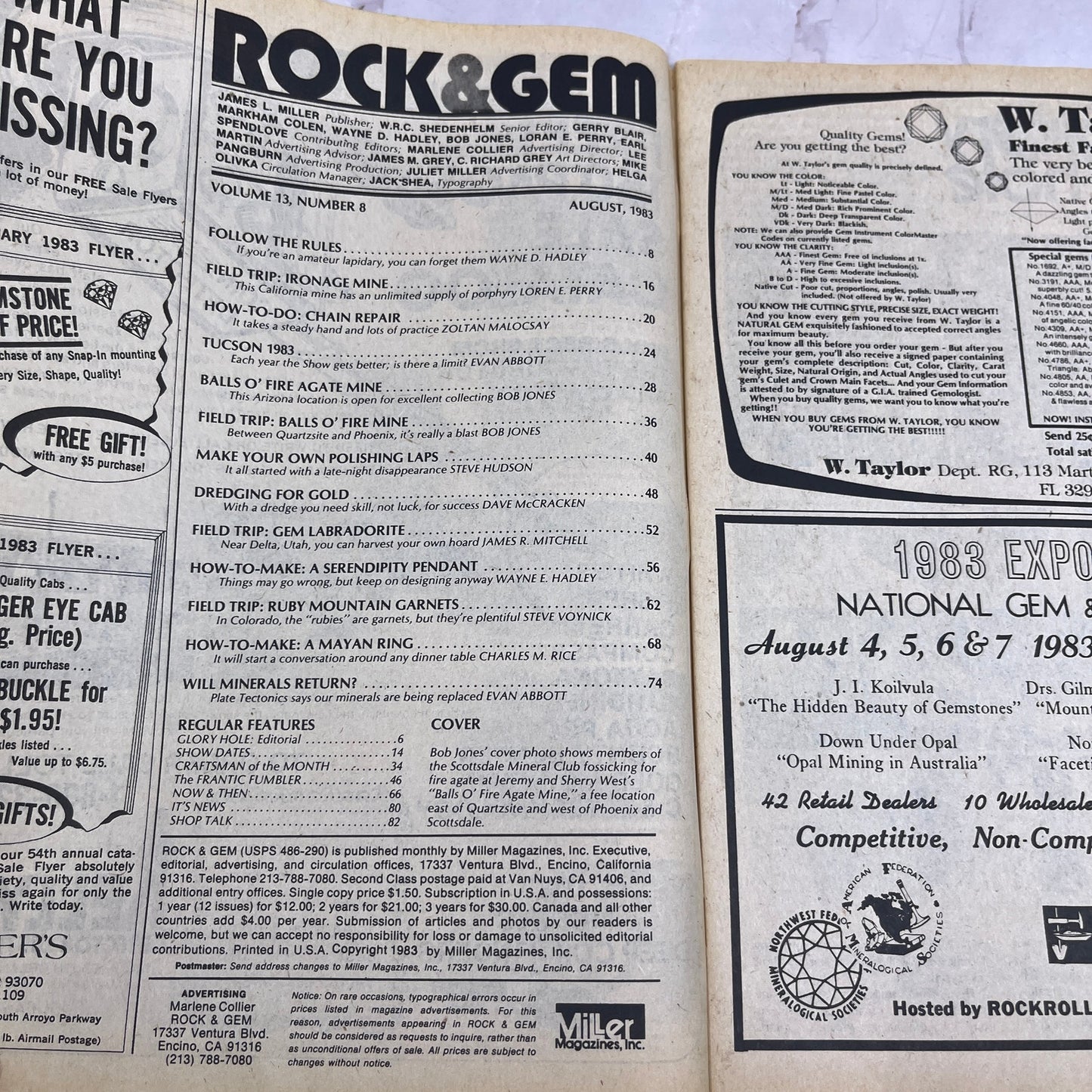 Rockhounding for Fire Agate, Garnet, Labradorite - Rock & Gem - Aug 1983 M24