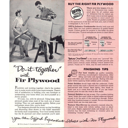 1956 Douglas Fir Plywood Do-It-Together Plans Folder #3 Ideas For Furniture D10