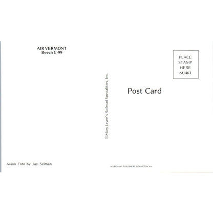 Air Vermont Beech C-99 Vintage Postcard PC2