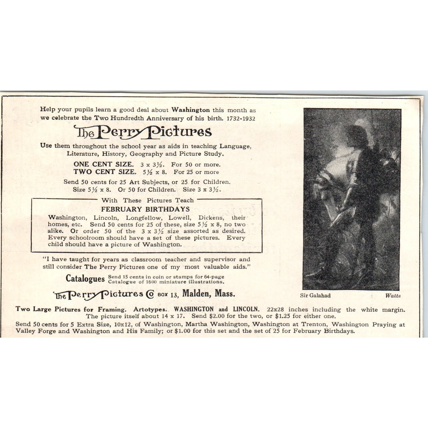 The Perry Pictures Co Artotypes Malden MA 1930s Magazine Advertisement AE4-I1