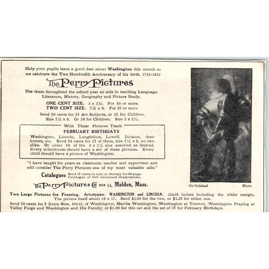 The Perry Pictures Co Artotypes Malden MA 1930s Magazine Advertisement AE4-I1