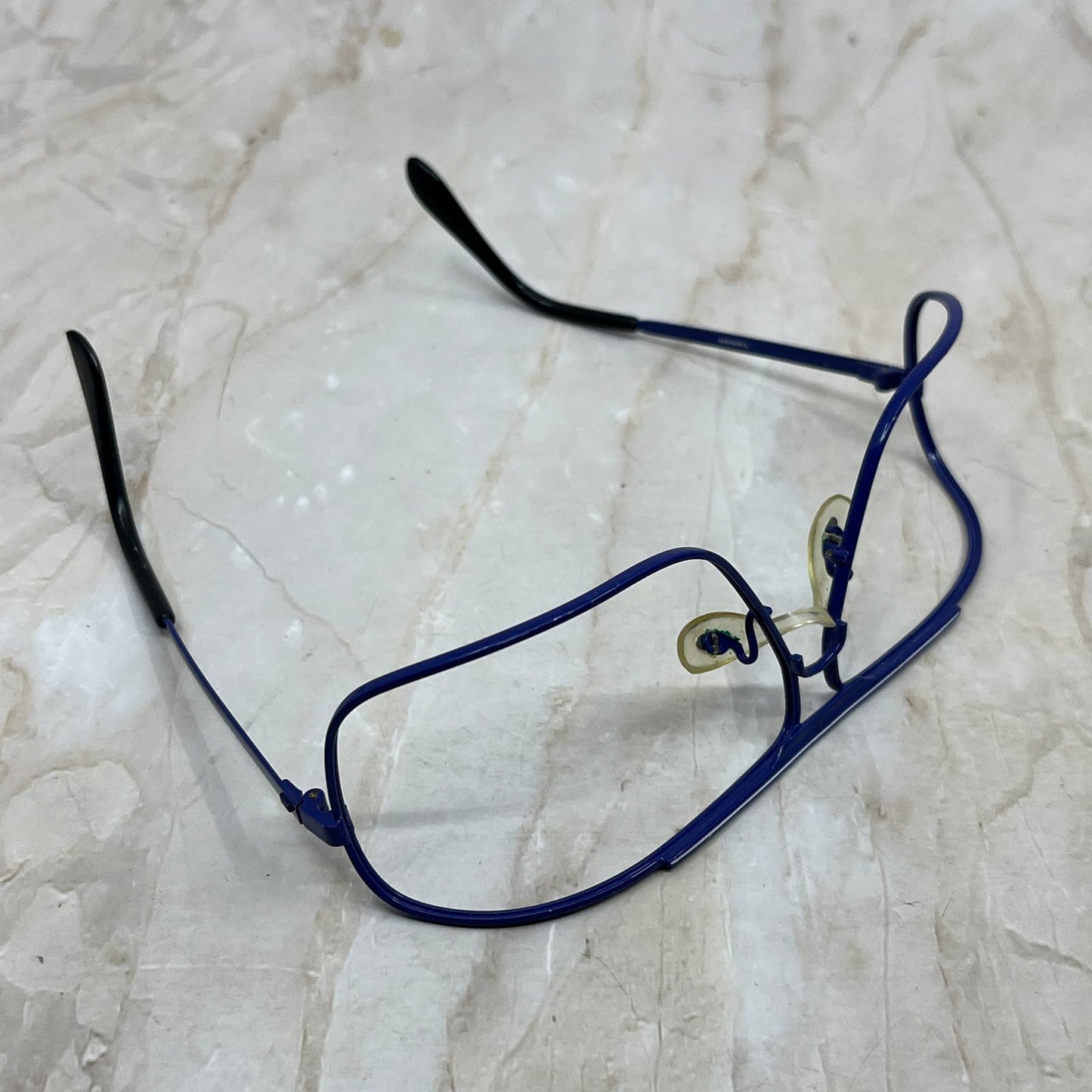 Vintage Aviator Blue Metal Wraparound Sunglasses Eyeglasses Frames TD5G1-10