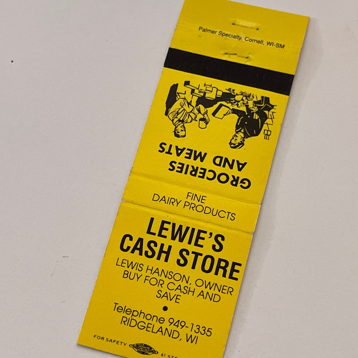 Lewie's Cash Store Lewis Hanson Ridgeland WI Vintage Matchbook Cover TB6-MB2-2