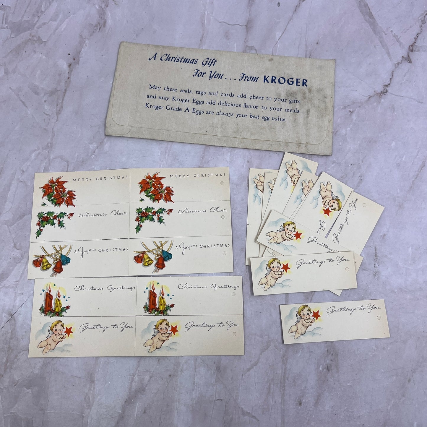Vintage Kroger Christmas Gift Tags Unused in Envelope Ai5-PCL