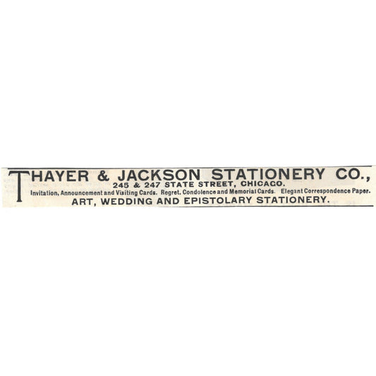 Thayer & Jackson Stationery Co Chicago c1890 Victorian Ad AE8-CH13