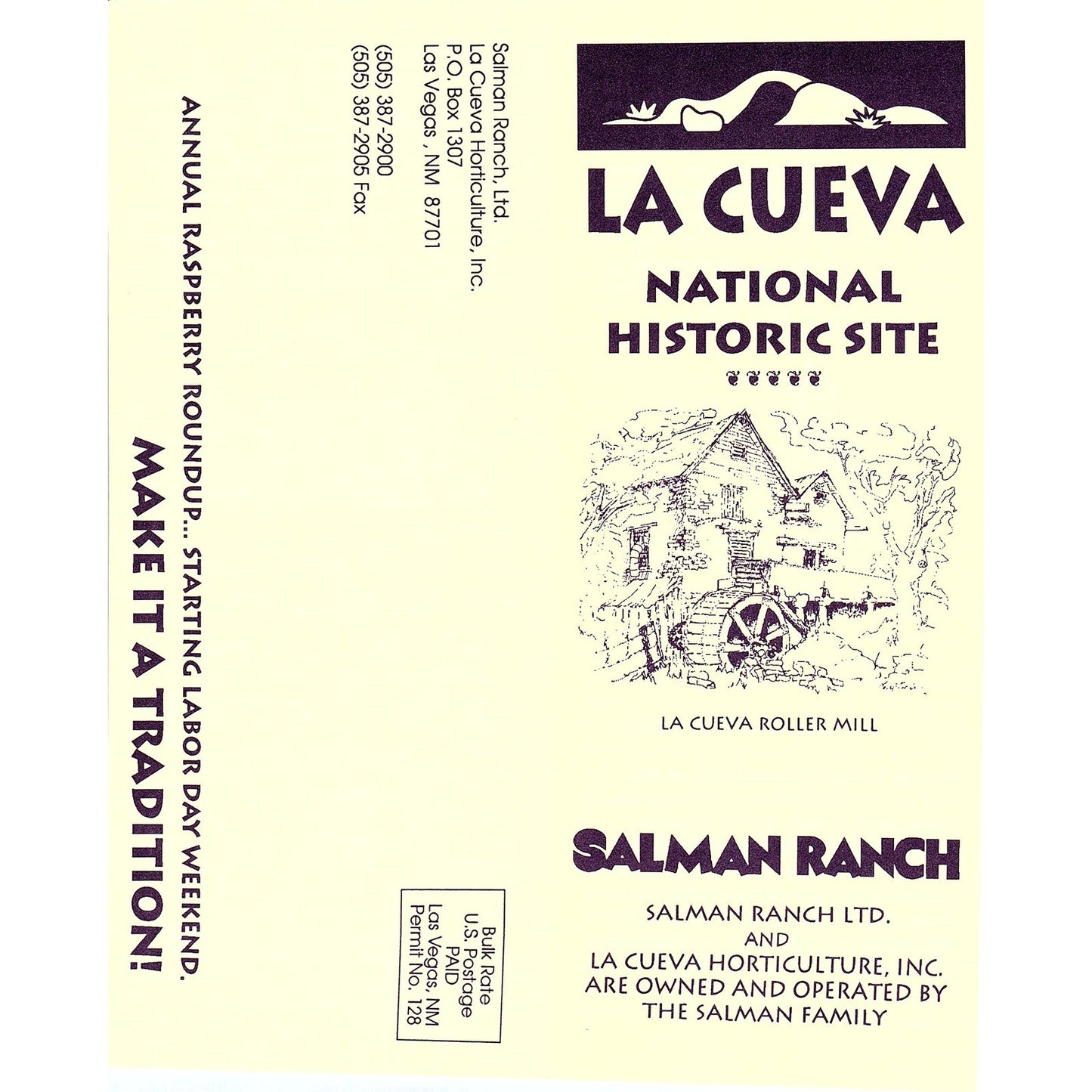 La Cueva National Historic Site Salman Ranch Las Vegas NM Vtg Brochure TH2-TB1