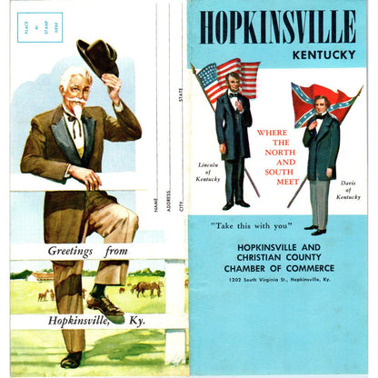 1950s Hopkinsville Kentucky Vintage Fold Out Travel Brochure AE8