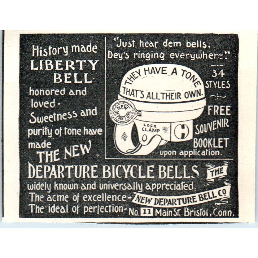 Departure Bicycle Bells Bristol CT 1897 Victorian Ad AE9-TS11