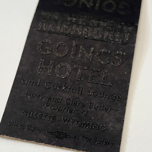 Going Hotel & Cafe Larry and Clara Butler Gillette WY Matchbook Cover TB6-MB1-14