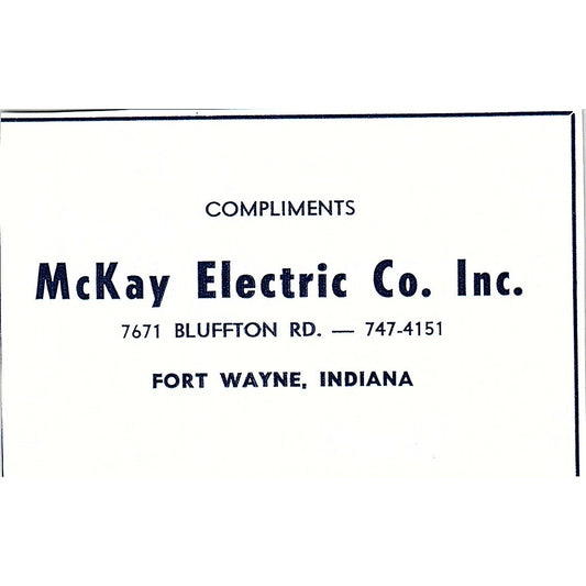 McKay Electric Co Inc 7671 Bluffton Rd Fort Wayne Indiana 1964 Ad AG1-S18