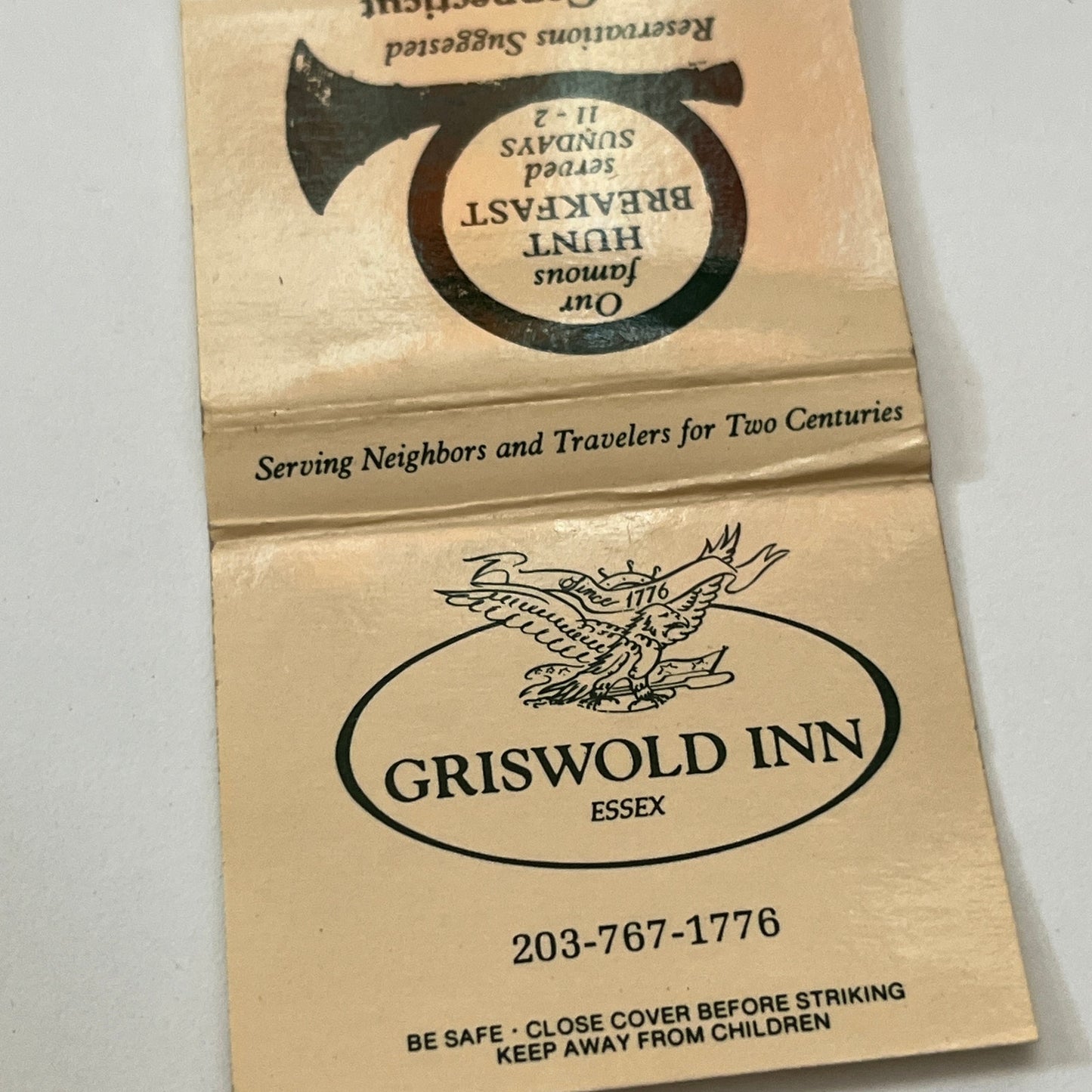 Griswold Inn Essex CT Hunt Breakfast Vintage Matchbook Cover TB6-MB1-8