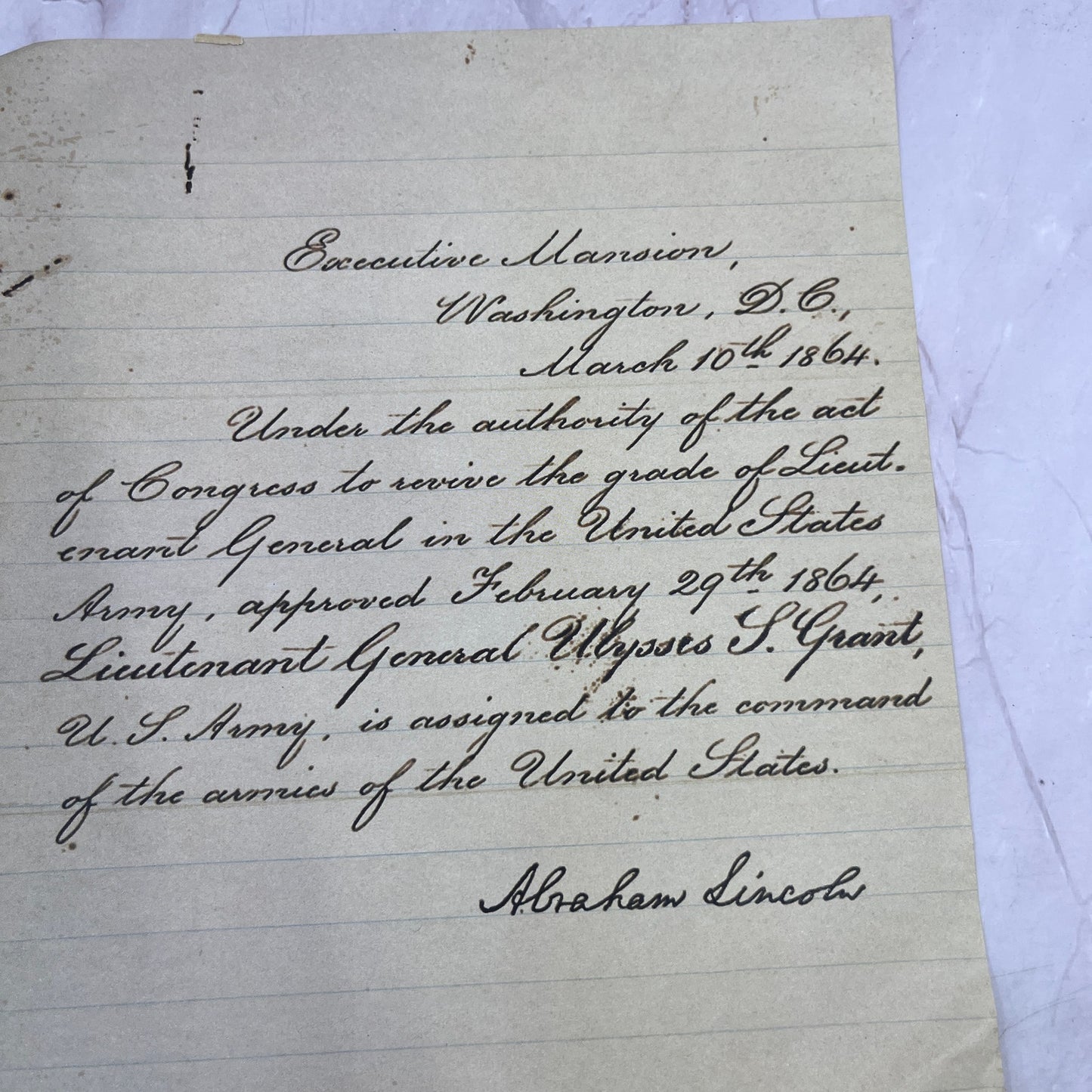 Lincoln Document Reproductions Emancipation Proclamation, Grant Promotion D22