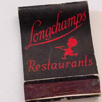 Longchamps Restaurants Sizzling Steak Platter Vintage Matchbook Cover TB8-MB3-10