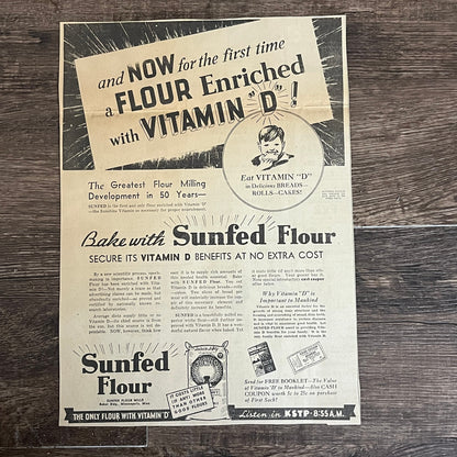Sunfed Flour Mills Minneapolis MN 1935 Newspaper Ad V1-9