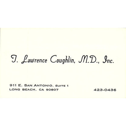 J. Lawrence Coughlin, M.D., Long beach, CA Vintage Business Card SF3-B8