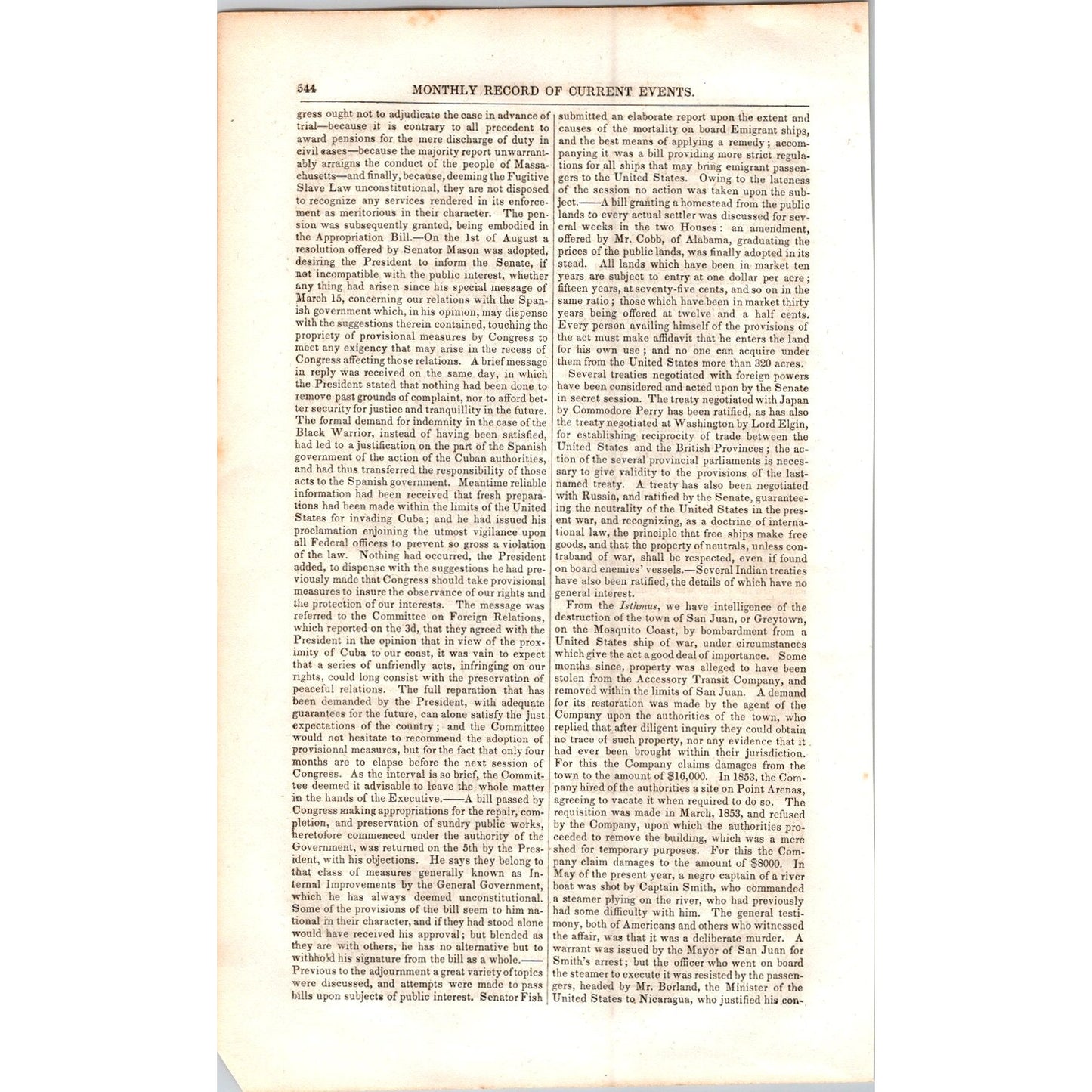 Rescue of Martin Koszta Bay of Smyrna Current Events 3 Pages 1854 Article I19