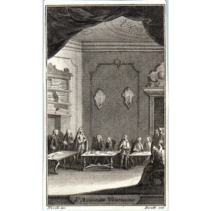1749 Original French Engraving Plate L’avvocato veneziano Carlo Goldoni AE5-FE