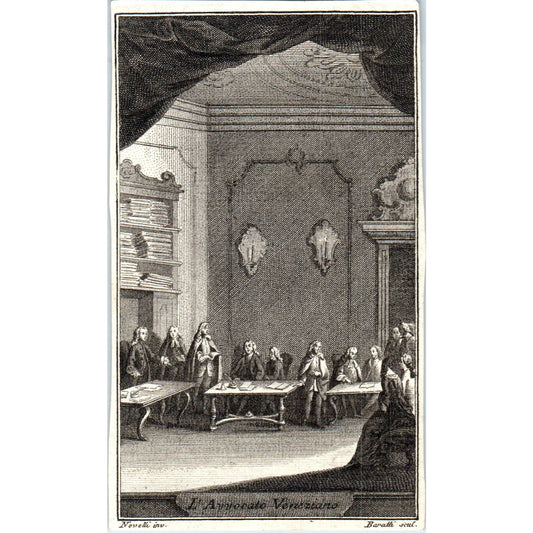 1749 Original French Engraving Plate L’avvocato veneziano Carlo Goldoni AE5-FE