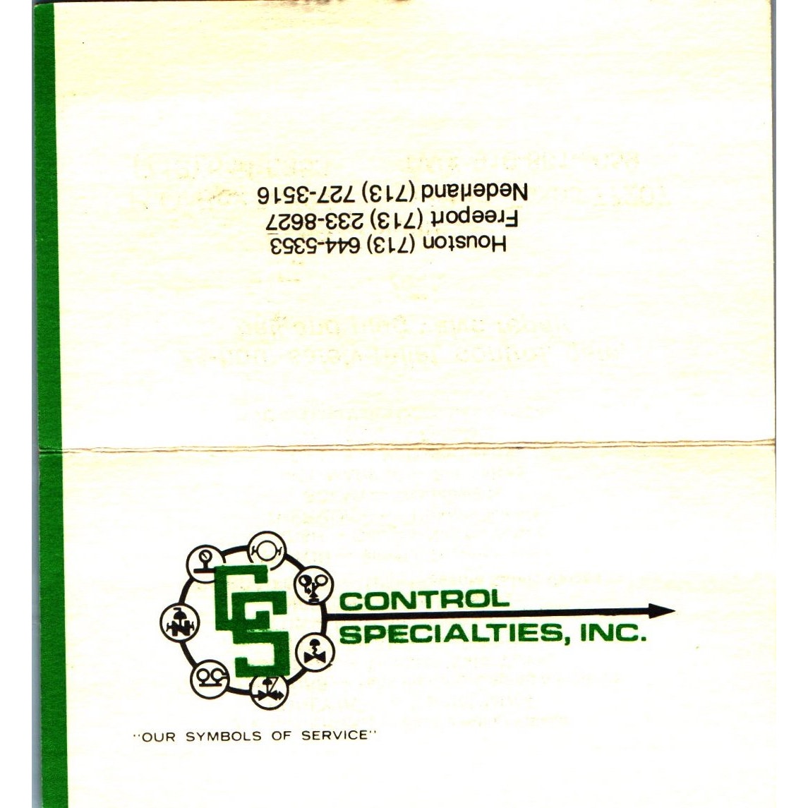 Steve Shaver Control Specialties Inc Houston Vintage Business Card SE3-B10