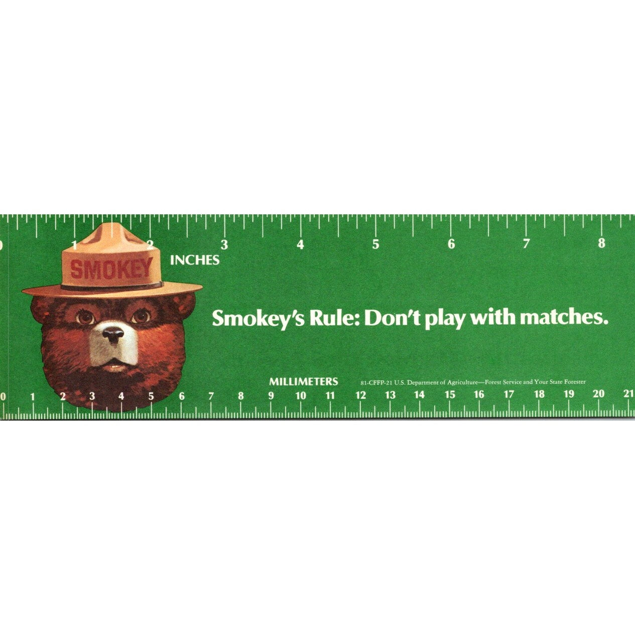 1981 Smokey Bear Promotional Ruler Bookmark USDA Forest Service J16
