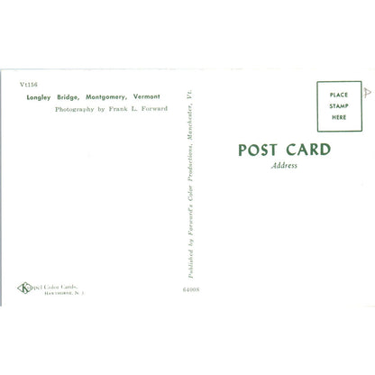 Longley Bridge Montgomery VT Vintage Covered Bridge Postcard PD6