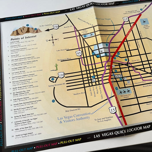 Las Vegas NV Fold Out Points of Interest Map Original 1998 Ad I3
