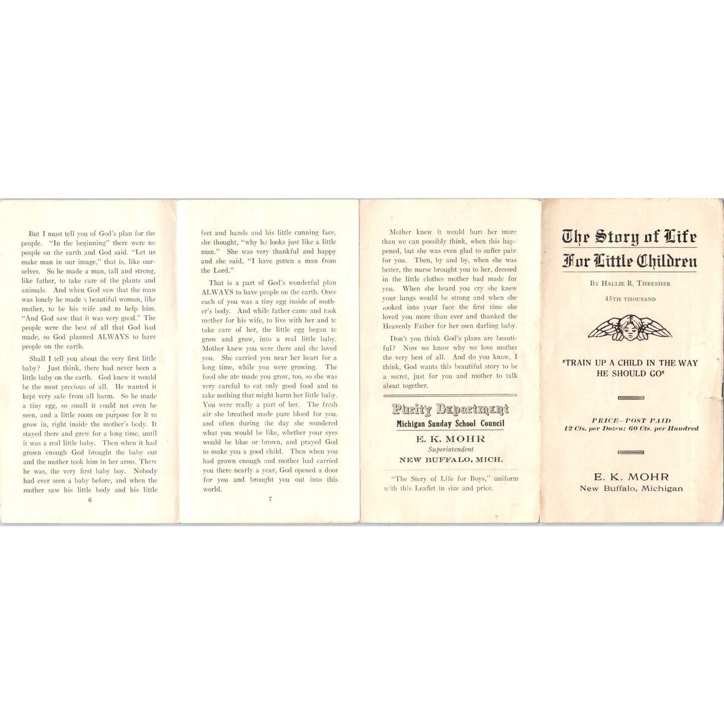 Early 1900s Christian Tract Story of Life For Little Children E.K. Mohr NY AE6