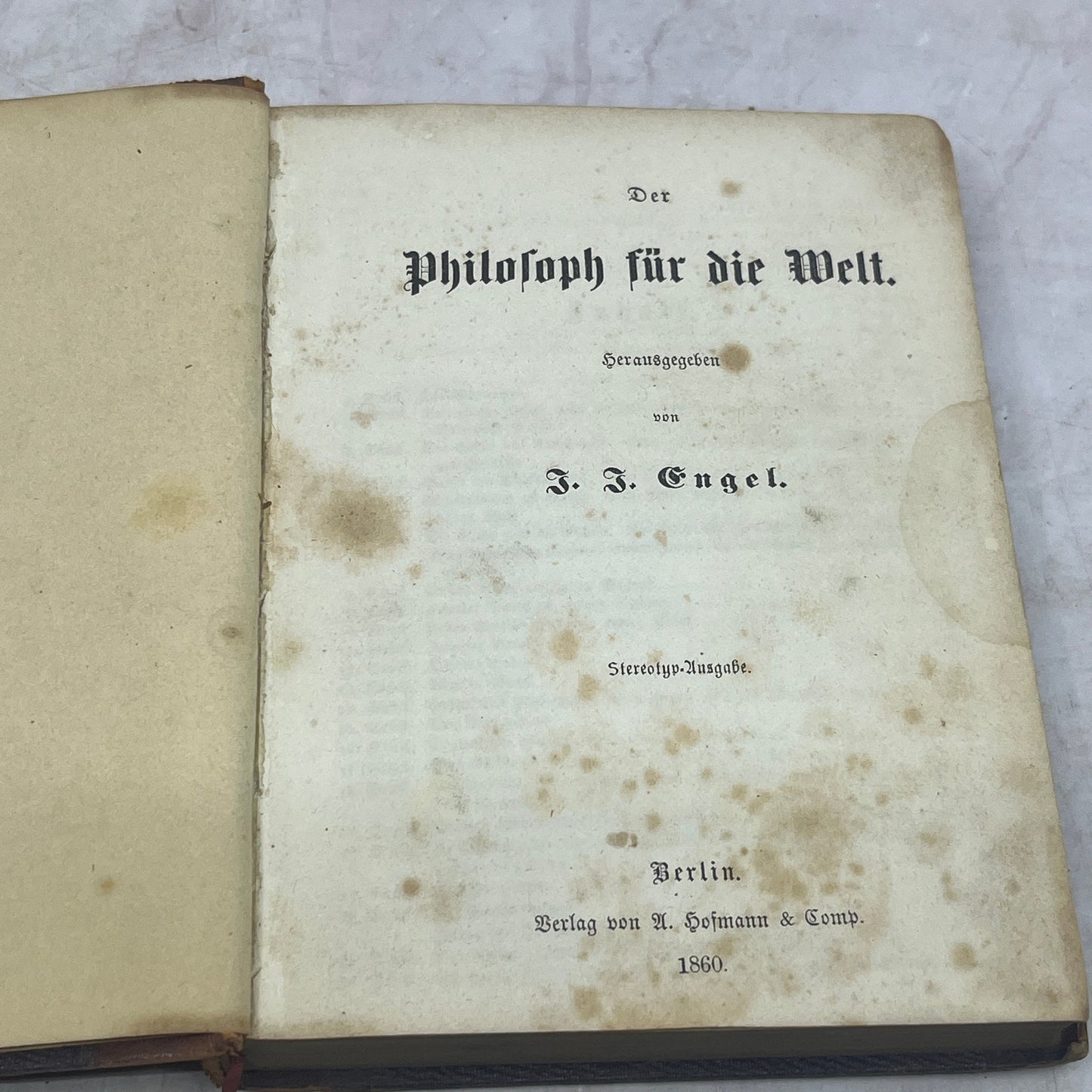 1860 Philosoph für die Welt Philosophy for the World J.J. Engel German TB8-OB-4