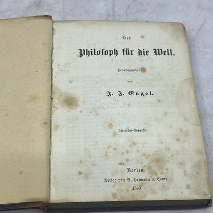 1860 Philosoph für die Welt Philosophy for the World J.J. Engel German TB8-OB-4