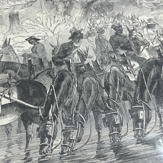 Negro Drivers with Pleasantons Cavalry at Rappahannock Civil War Engraving FL6-9