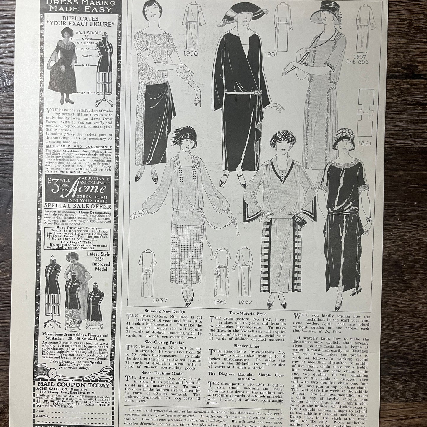 1923 March Women's Fashion Trends Needlecraft Magazine 10x13 V9