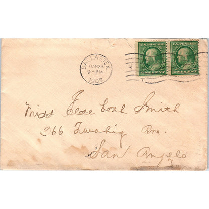 1909 Dallas TX to Else Beth Smith San Angelo Postal Cover Envelope TG7-PC2