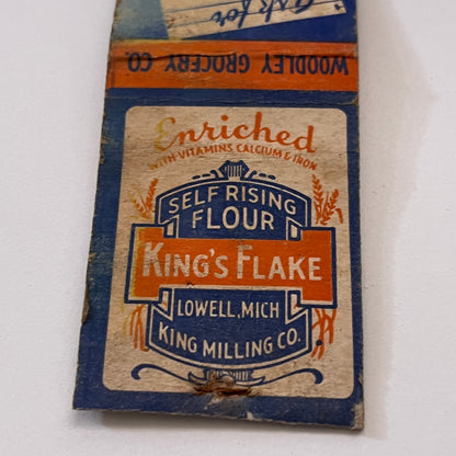 King's Flake Flower King Milling Co Lowell MI Vintage Matchbook Cover TB6-MB1-15