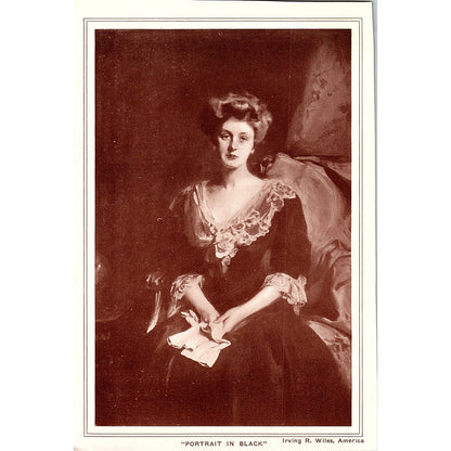 Portrait in Black - Irving R Wiles Lithograph Vintage Art Print 5x8 V5