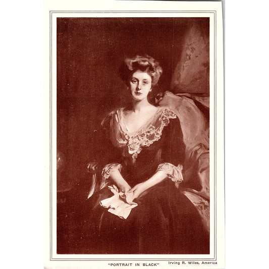 Portrait in Black - Irving R Wiles Lithograph Vintage Art Print 5x8 V5