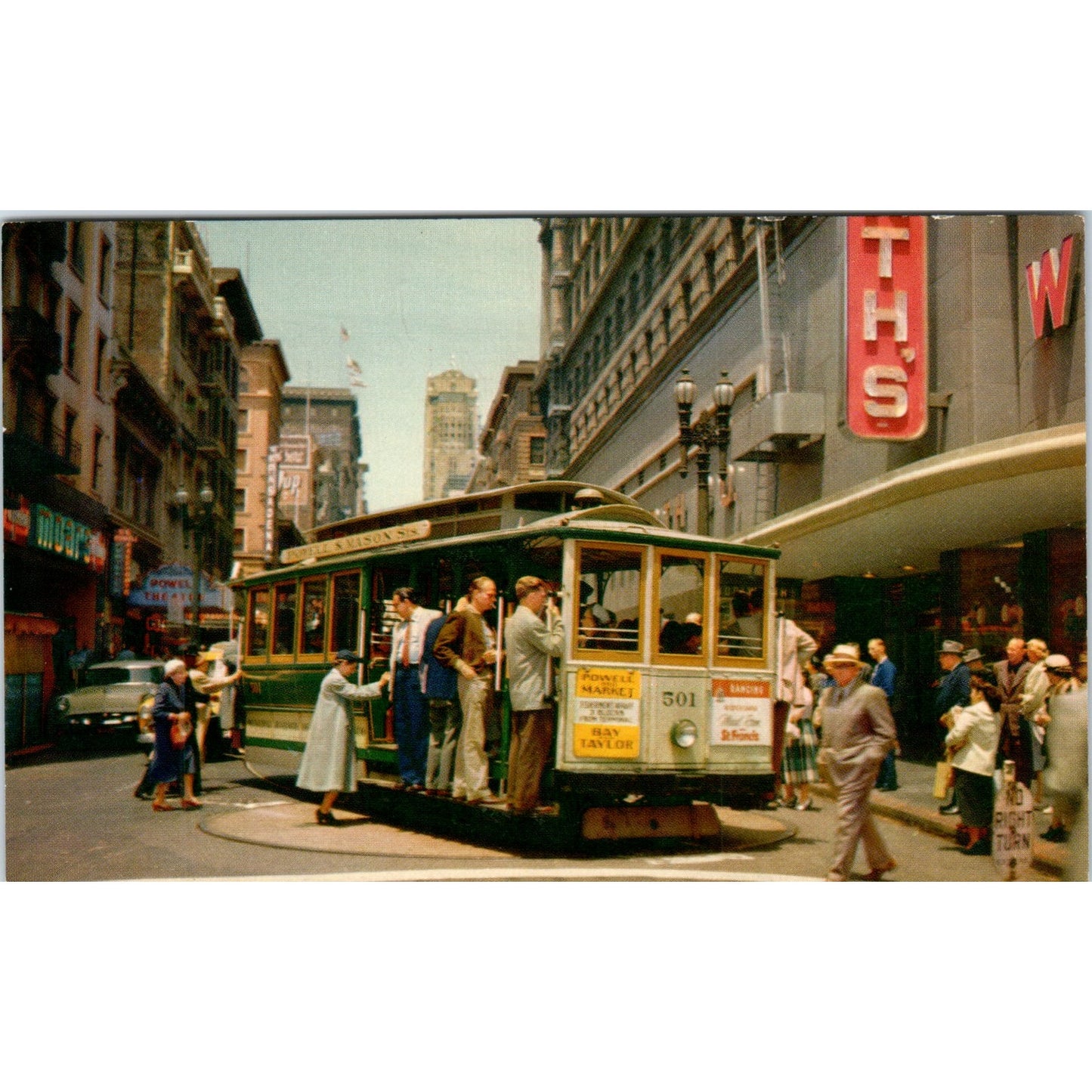 Cable Car Powell and Market Streets San Francisco CA Vintage Postcard PE6