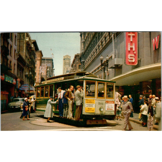 Cable Car Powell and Market Streets San Francisco CA Vintage Postcard PE6