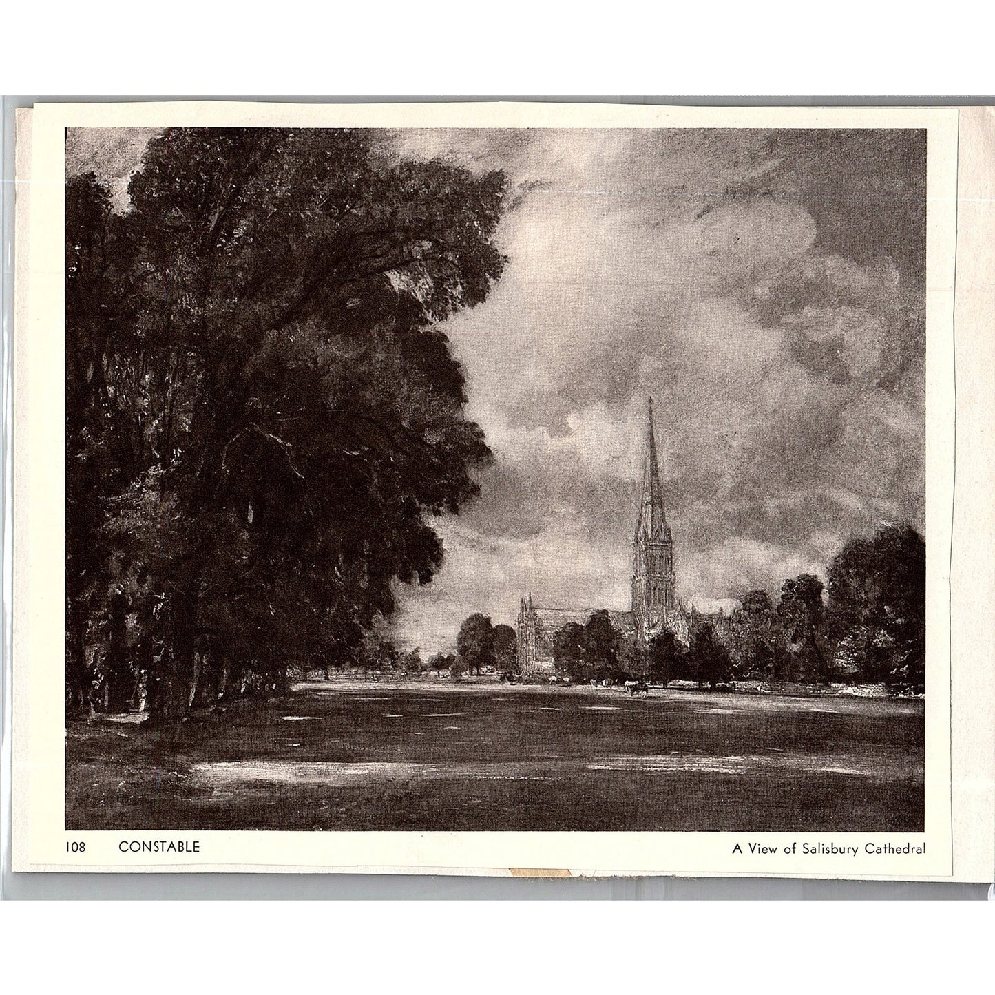 A View of Salisbury Cathedral - Constable Vintage Art Print 6x7 V12