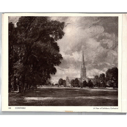 A View of Salisbury Cathedral - Constable Vintage Art Print 6x7 V12