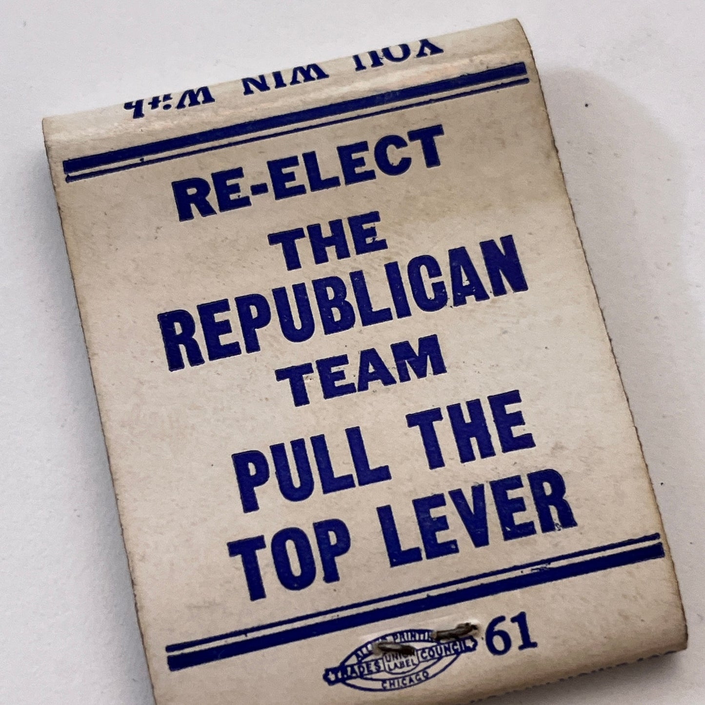 Vote Baldwin for Governor Republican Vintage Matchbook Cover TB8-MB3-2