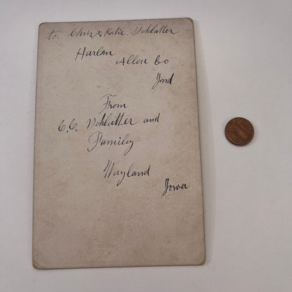 C.C. Schlatter & Family Wayland Indiana Antique Victorian CDV Card L2-1