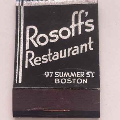 Rosoff's Restaurant 97 Summer St Boston Vintage Matchbook Cover TB8-MB2-9