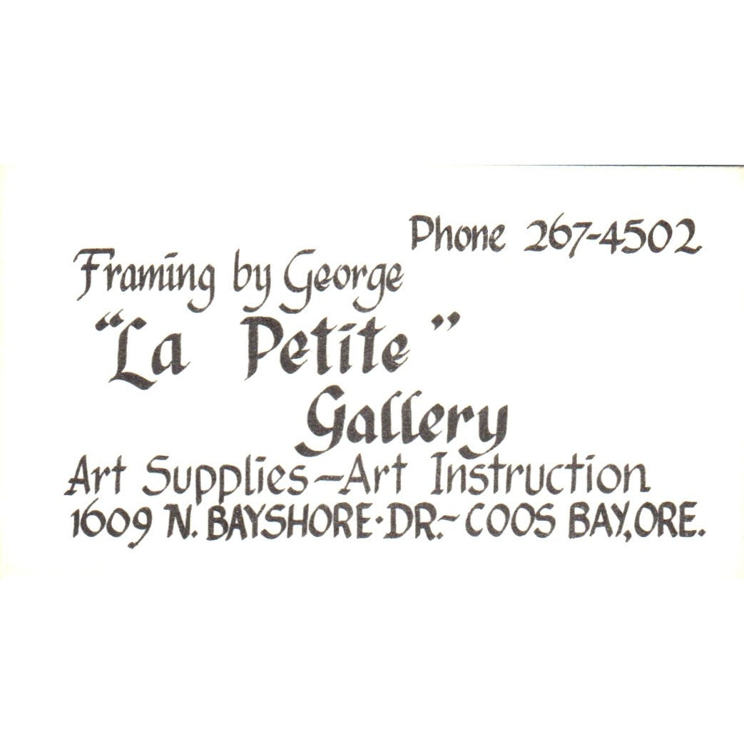 La Petite Gallery Framing by George Coos Bay OR Vintage Business Card SE3-B6