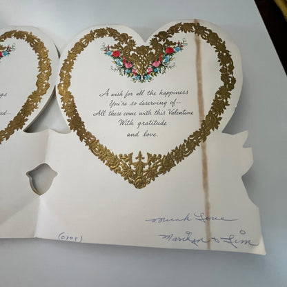 Vintage Ornate Filigree Hallmark Happy Valentines Day Card Mother & Dad J17