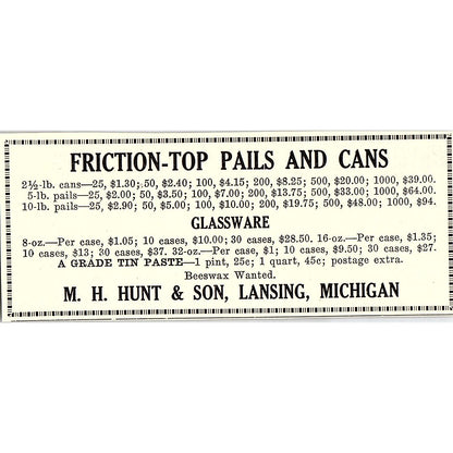Friction-Top Pails & Cans M.H. & So Lansing Michigan 1926 Ad AG3-M8